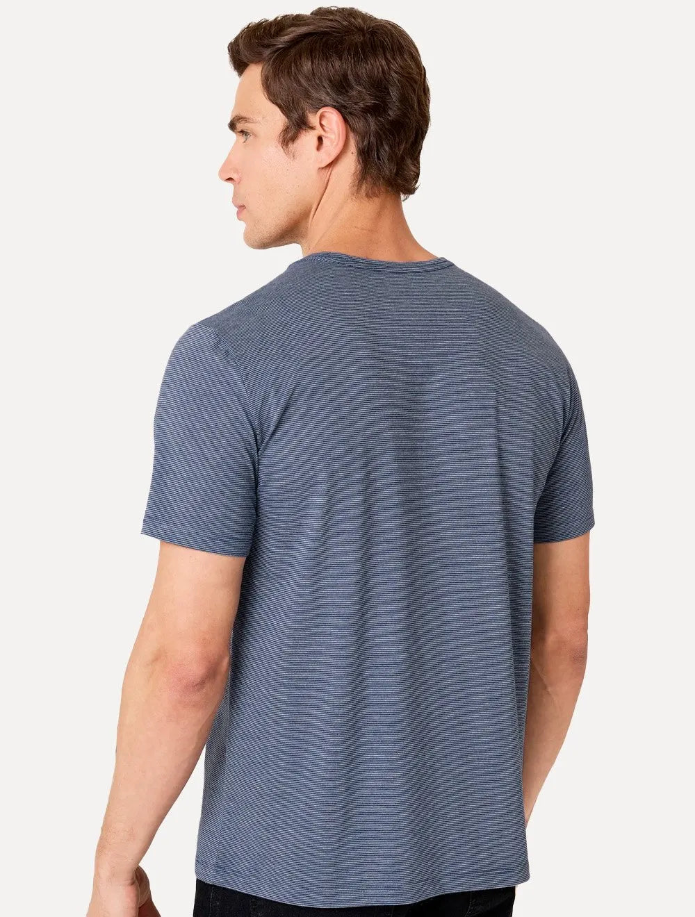 Kit Camisetas Dudalina Malha Azul Escuro Listrado e Branco