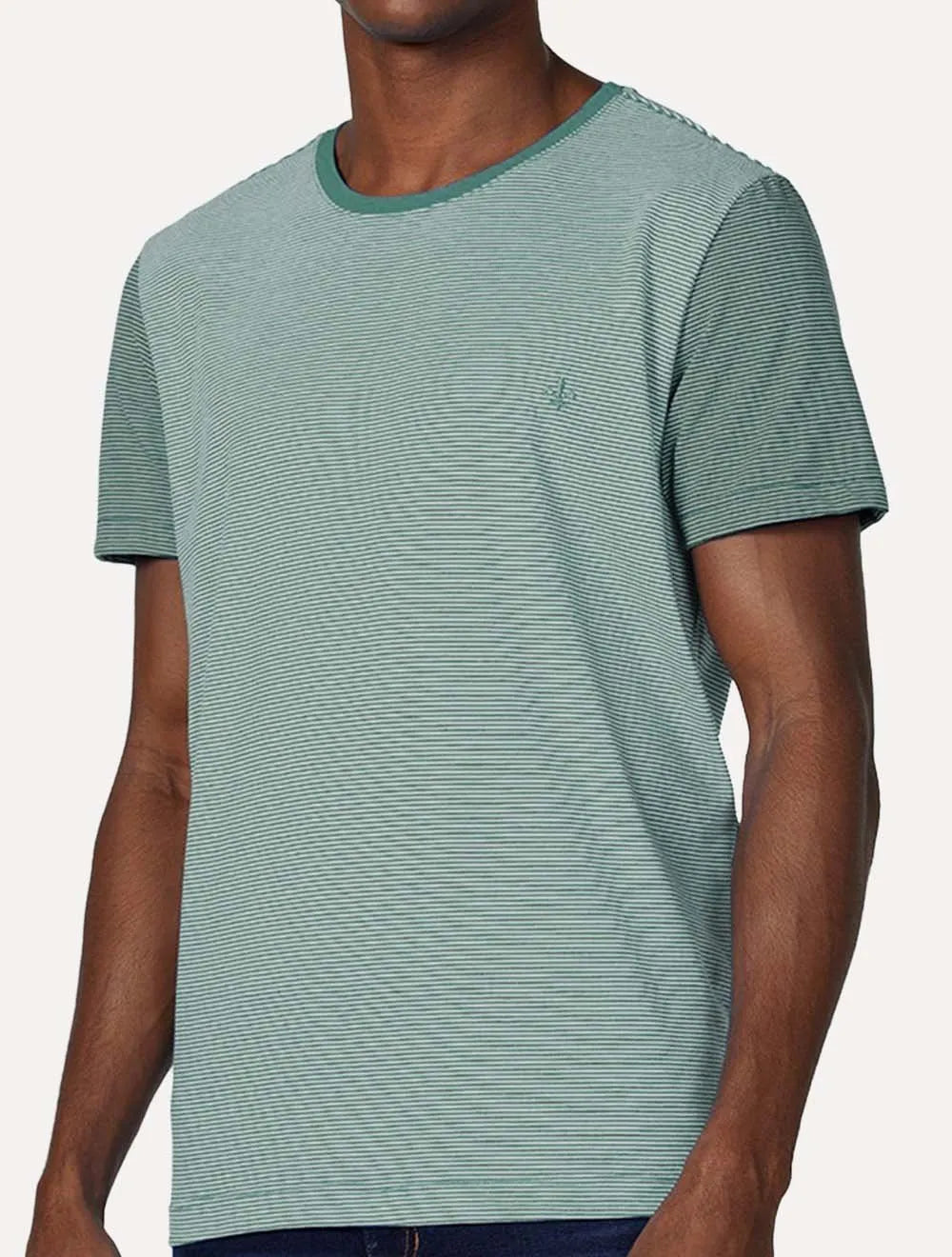 Camiseta Dudalina Masculina Sport Double Stripes Verde Claro
