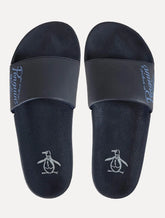 Chinelo Original Penguin Masculino Slide Lateral Lettering Azul Marinho