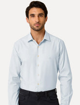 Camisa Dudalina Masculina Milano Tricoline Lisa Azul Claro