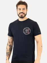 Camiseta Tommy Hilfiger Masculina Columbus H Roundle Logo Azul Marinho