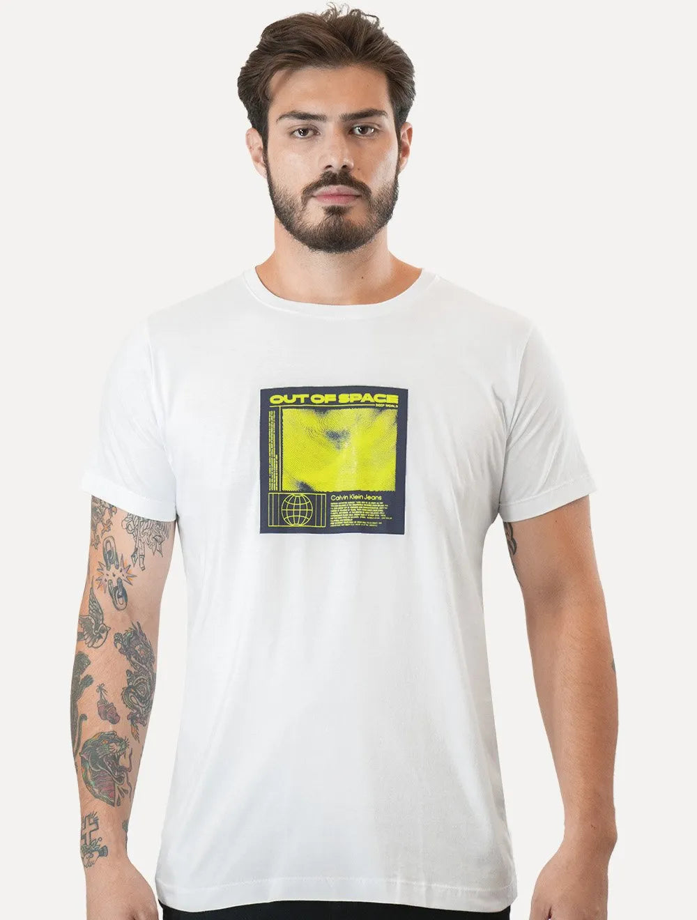 Camiseta Calvin Klein Jeans Masculina Out Of Space Branca