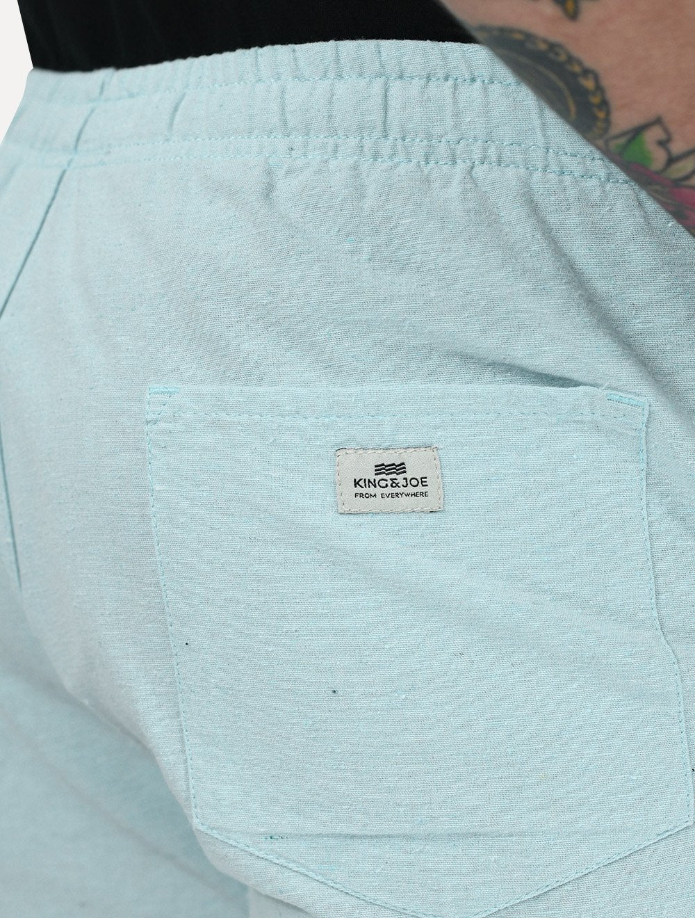 Short King & Joe Masculina Tradicional Casual Linho Azul Claro