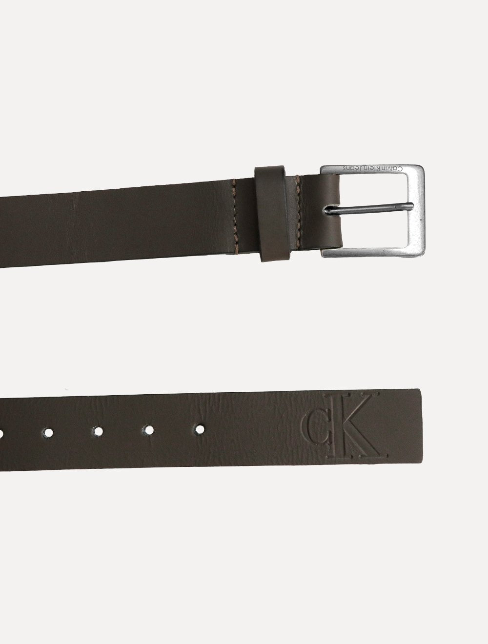Cinto Calvin Klein Masculino Couro Queima CK Marrom Café