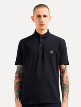 Polo Armani Exchange Masculina Regular Fit Logo Icon AX Azul Marinho