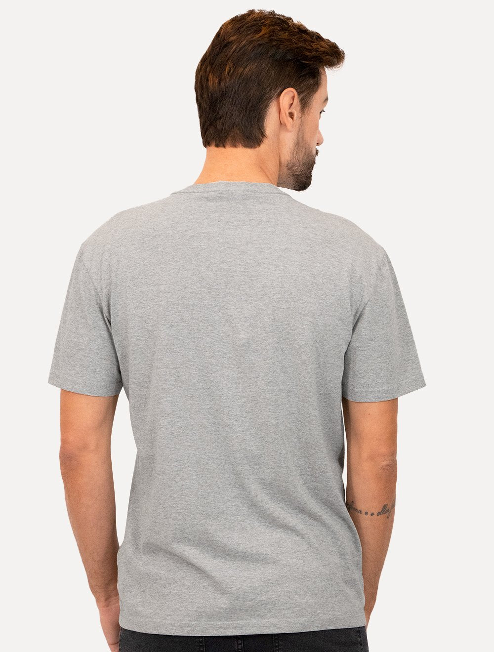 Camiseta Tommy Jeans Masculina Regular C-Neck Flag Cinza Mescla