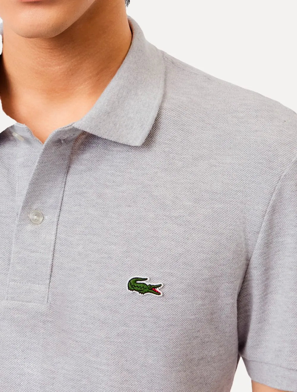 Polo Lacoste Masculina Slim Fit Petit Piquet Cinza Mescla