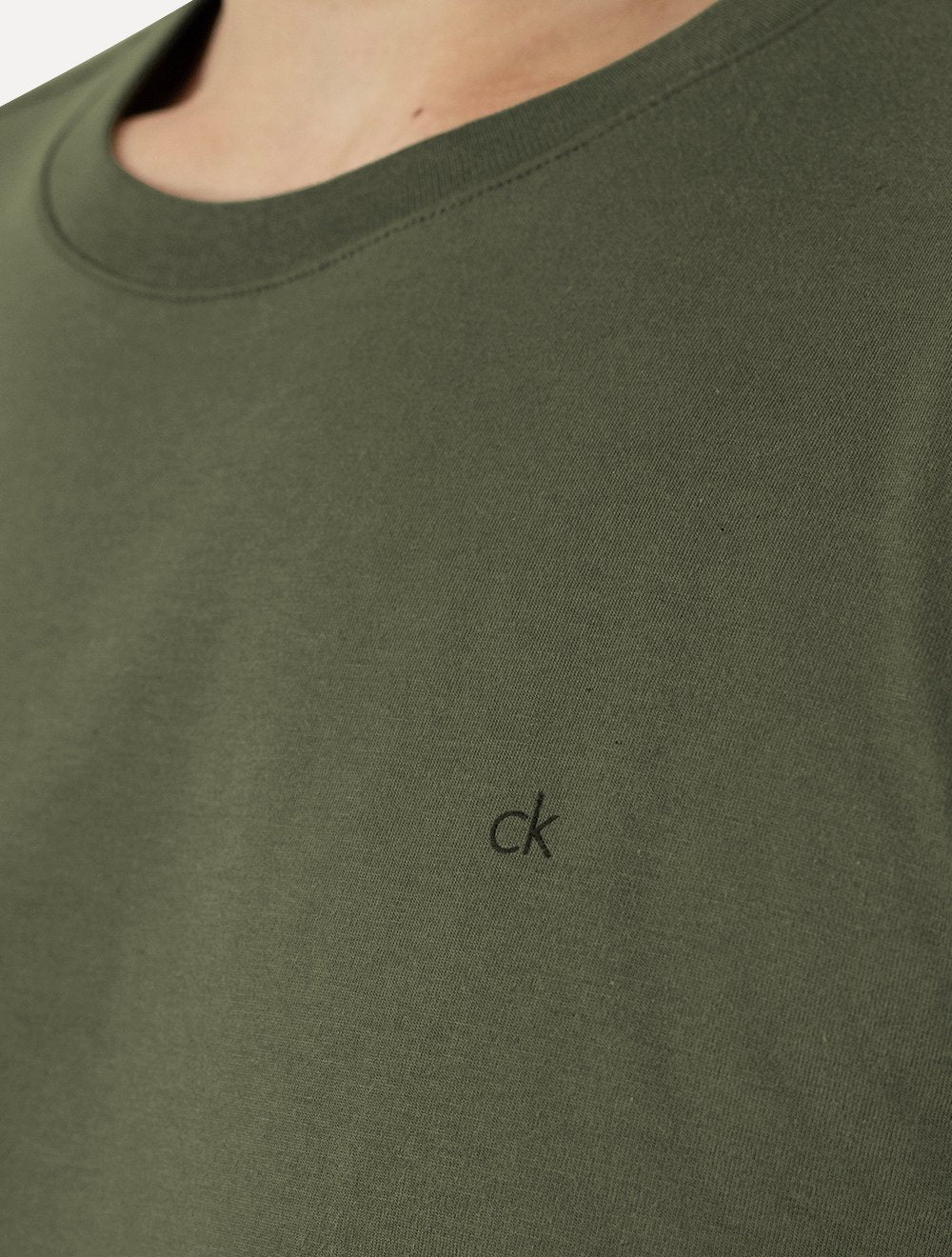 Camiseta Calvin Klein Masculina Meia Malha CK Verde Militar