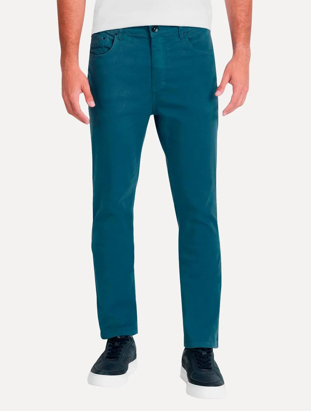 Calça Aramis Masculina Sarja Slim Color Tinturada Azul Índigo