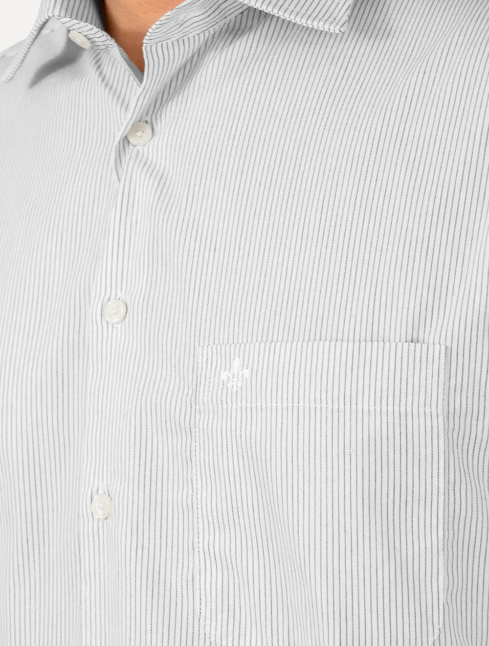 Camisa Dudalina Masculina Comfort Pocket Listrada Lines Branca