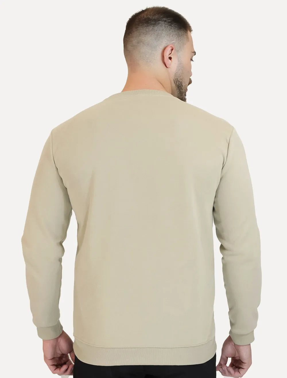 Moletom Masculino Crewneck Liso Cáqui Claro