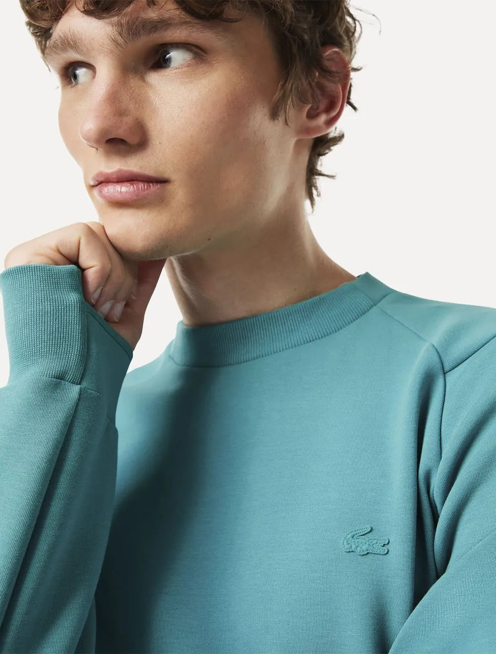 Moletom Lacoste Masculino C-Neck Kangaroo Pocket Cotton Blend Azul Médio