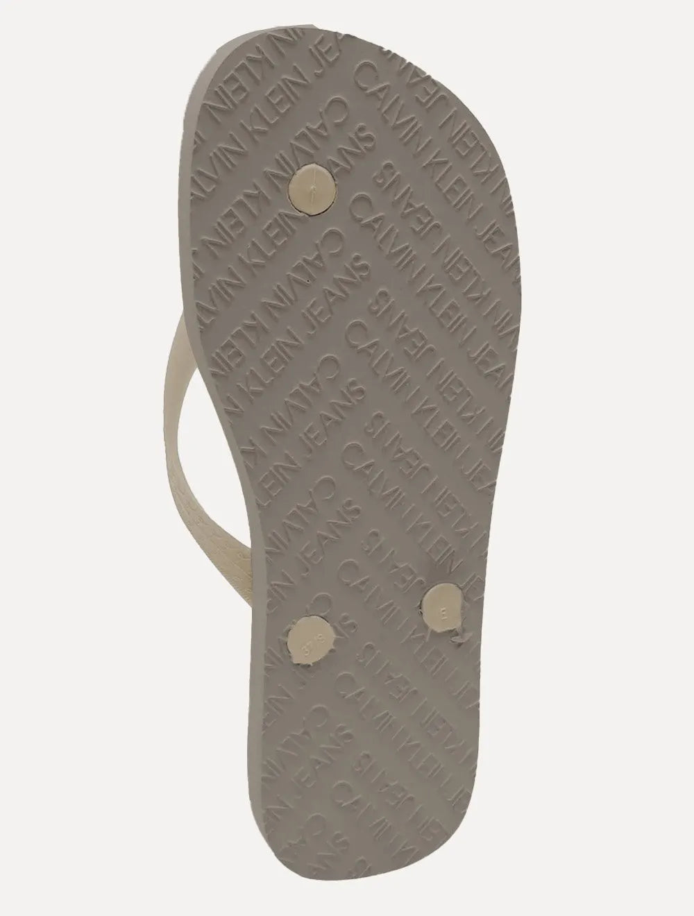 Chinelo Calvin Klein Jeans Silk Khaki Logo Básico Cáqui Claro