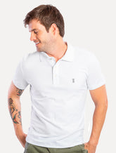 Polo Sergio K Masculina Piquet Grey Logo Branca