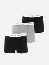 Cueca Tommy Hilfiger Cotton Stretch Trunk Preta Cinza Mescla Pack 3UN