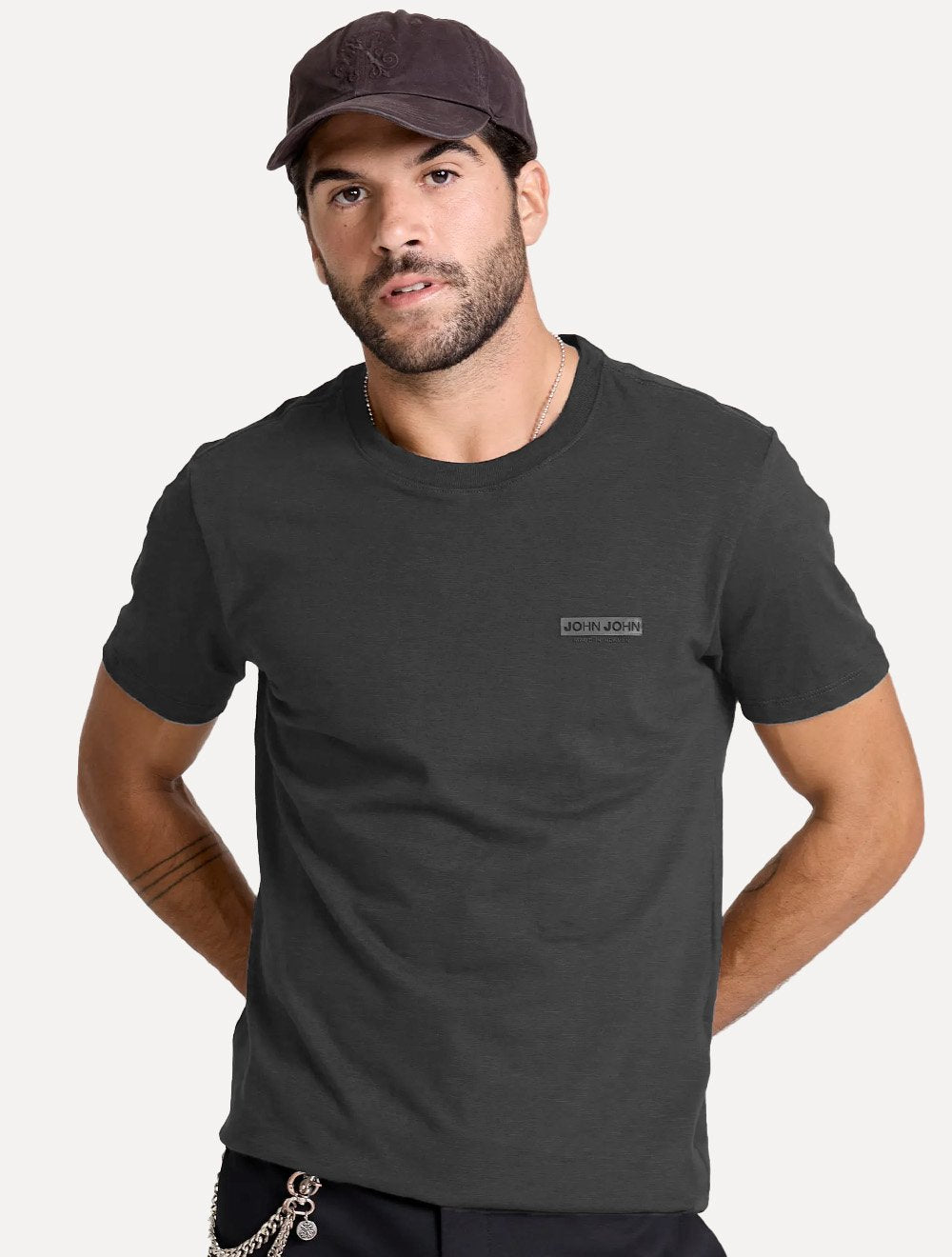 Camiseta John John Slim Fit Flame Cinza Escuro