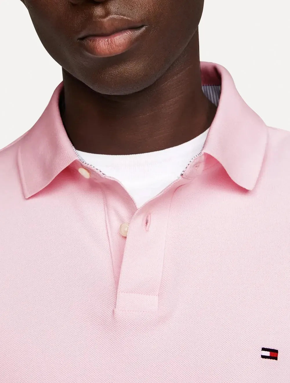 Polo Tommy Hilfiger Masculina Regular Piquet 1985 Rosa Claro