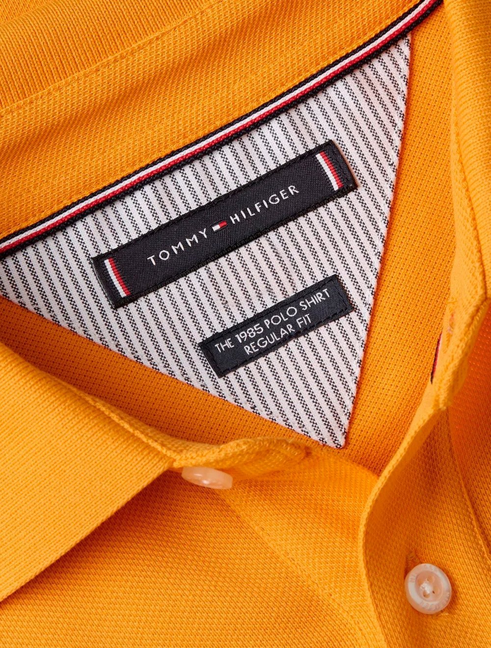 Polo Tommy Hilfiger Masculina Slim Piquet 1985 Flash Laranja