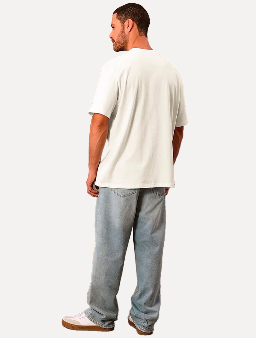 Camiseta Calvin Klein Jeans Masculina Oversized Logo CK Ombro Off White