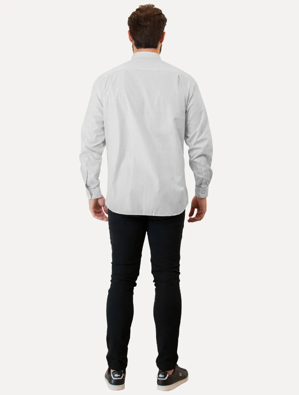 Camisa Dudalina Masculina Comfort Superfine Cotton Pocket Grid Cinza Médio