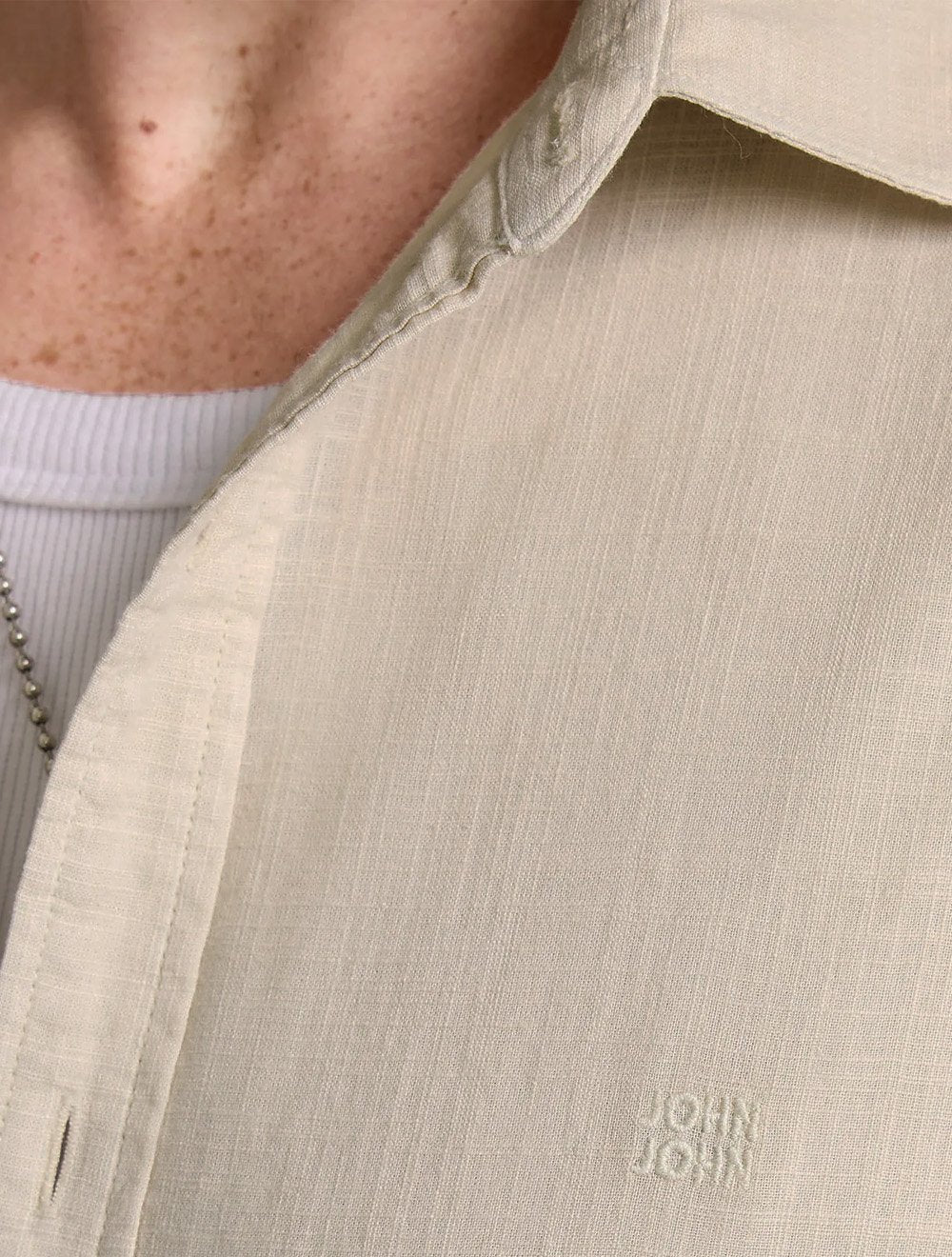 Camisa John John Masculina Relaxed Cotton Cáqui Claro