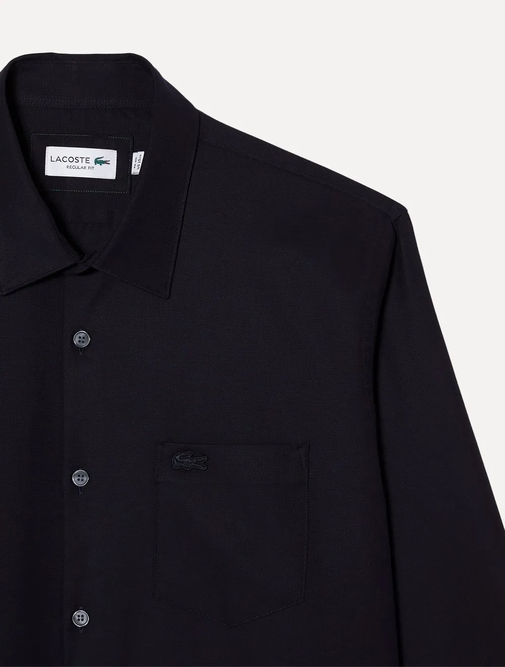 Camisa Lacoste Masculina Regular Poplin Cotton Pocket Mono Azul Marinho