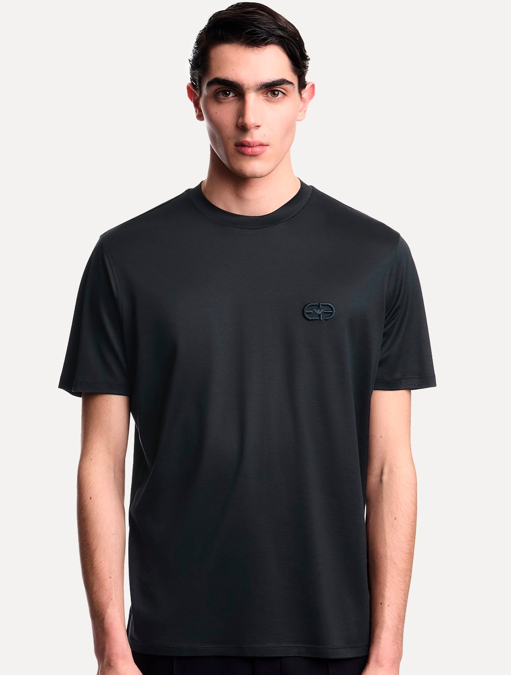 Camiseta Emporio Armani Masculina Lyocell Embroidery Logo Azul Marinho