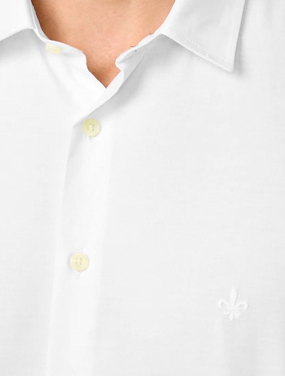 Camisa Dudalina Masculina Manga Curta Comfort Superfine Cotton Mono Logo Lisa Branca