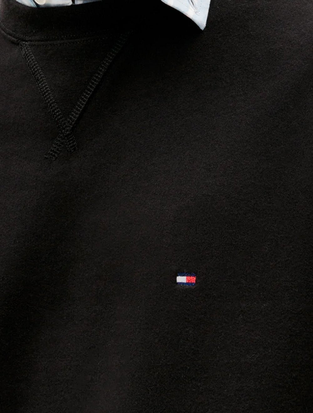 Moletom Tommy Hilfiger Masculino Essential Fleece Crewneck Flag Preto