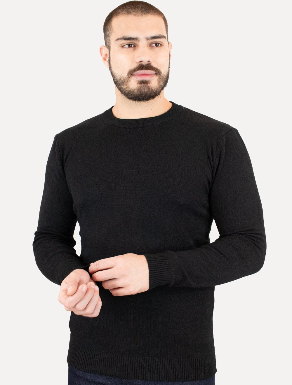 Suéter Dixen Masculino Crewneck Tricot Liso Preto