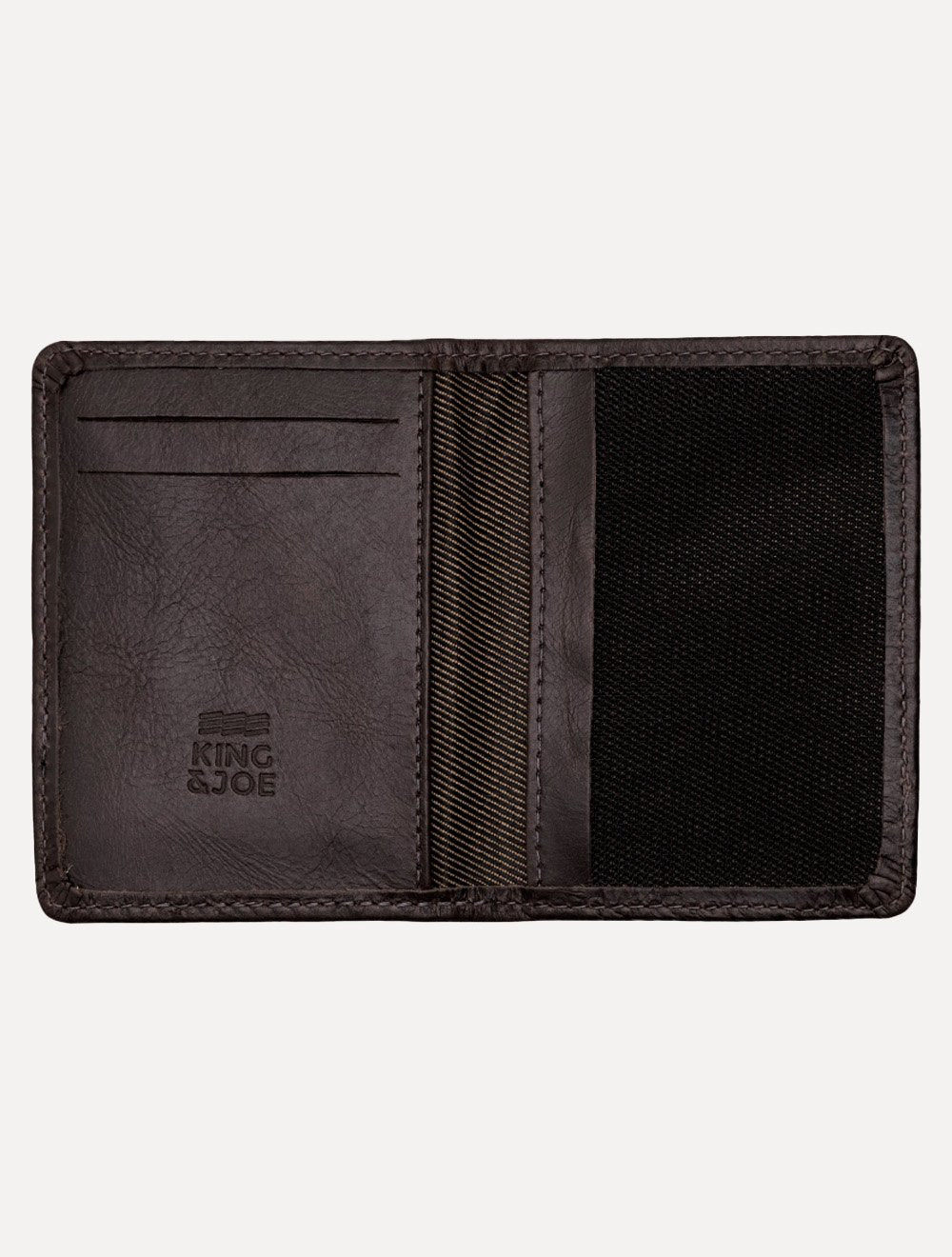 Carteira King & Joe Masculina Couro Vertical Rebite Logo Marrom Escuro