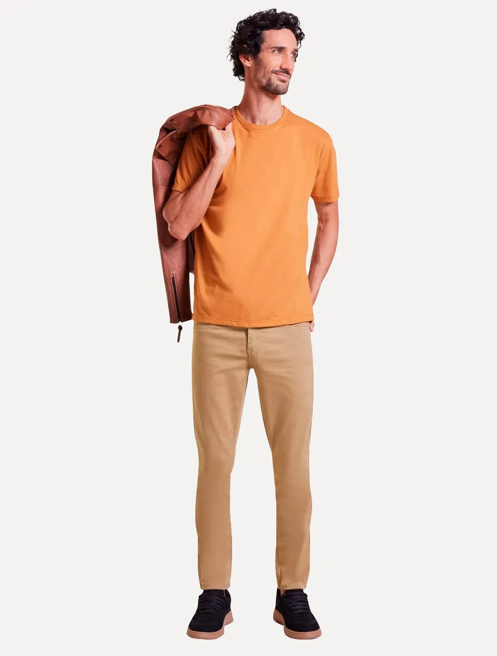 Calça Reserva Masculina Sarja Super Skinny Color Cáqui Escuro