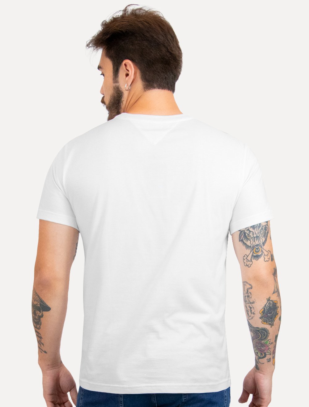 Kit Camisetas Tommy Hilfiger | Masculina Stack/Small Logo Branca/Preta