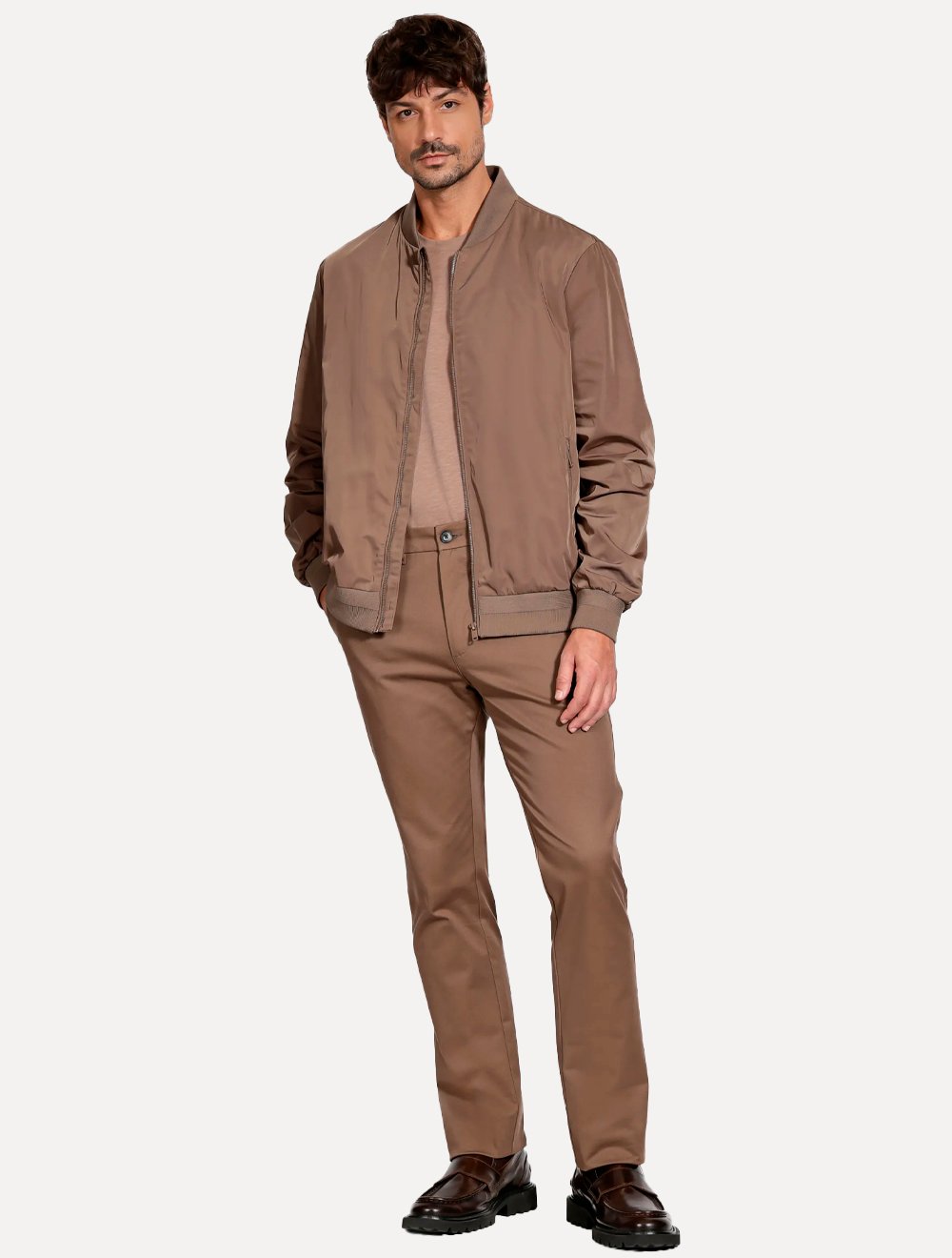 Jaqueta Aramis Masculina Nylon Bomber Liquid Repeller Marrom