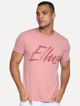 Camiseta Ellus Masculina Maxi Logo Classic Brush Rosa Escuro