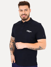 Polo Tommy Hilfiger Masculina Regular Piquet Graphic Icon Embroidery Azul Marinho