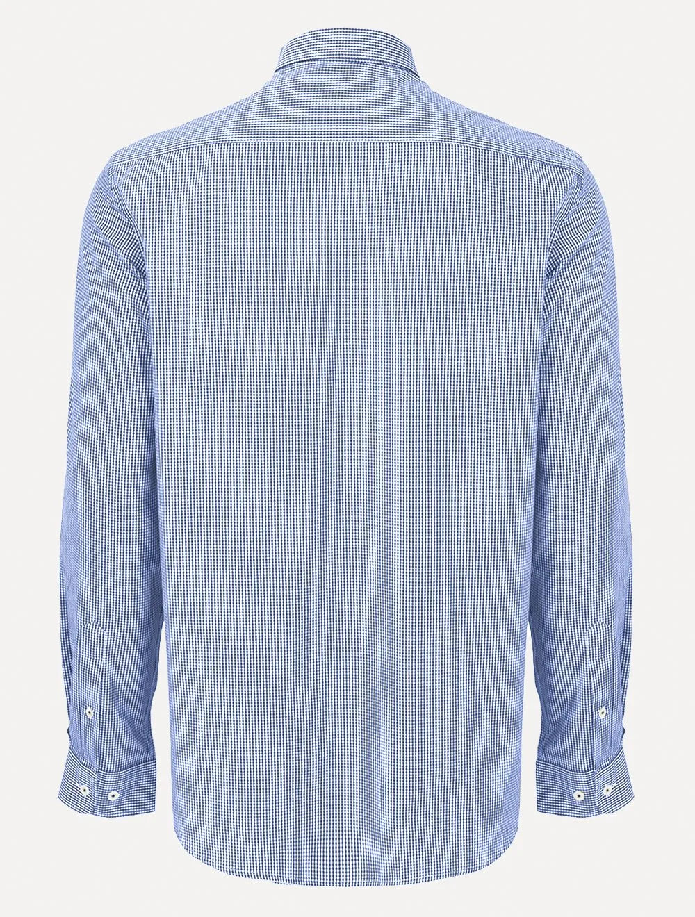 Camisa Dudalina Masculina Slim Superfine Cotton Vichy Azul Médio