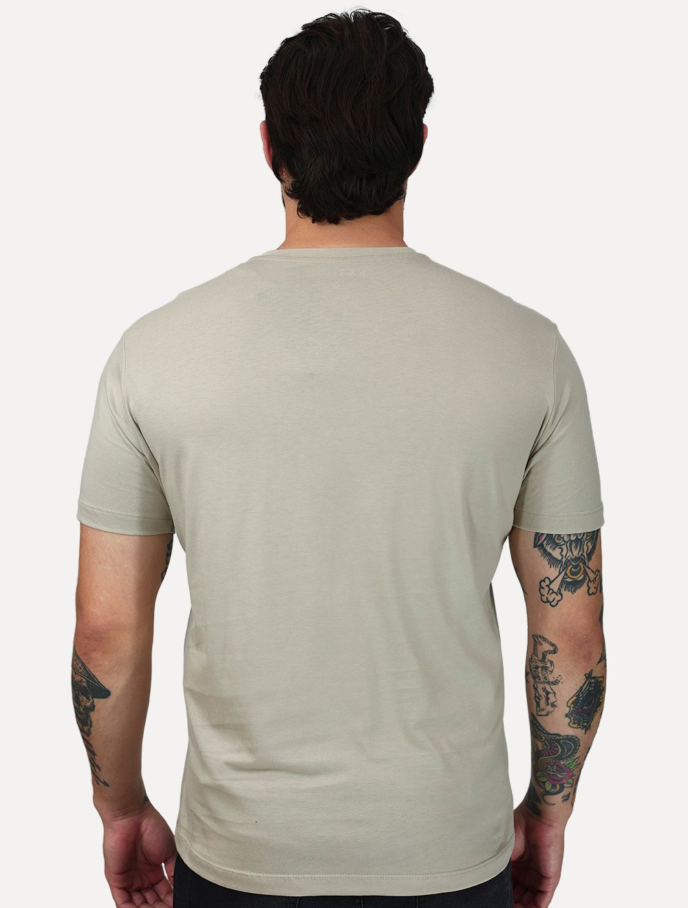 Camiseta K&J Black Masculina Slim Pima Cotton Premium Areia