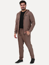 Conjunto Dixen Agasalho Moletom Jaqueta com Zíper Capuz Marrom