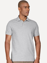 Polo Aramis Masculina Basic Piquet Light Logo Cinza Mescla