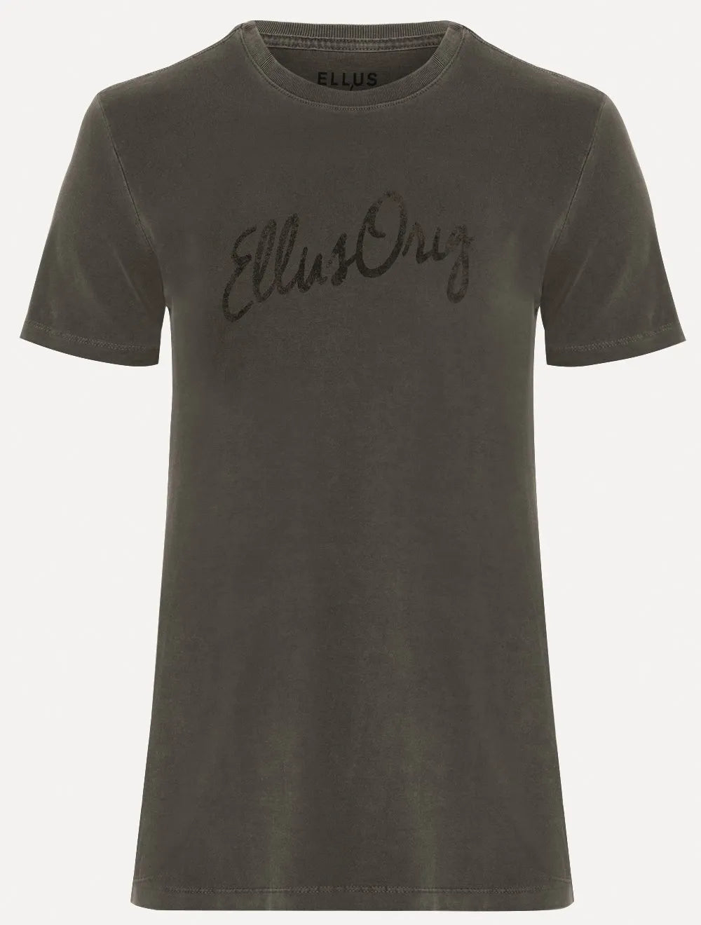 Camiseta Ellus Masculina Cotton Washed Origin. Script Grafite