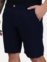 Bermuda King & Joe Masculina Slim Linho Azul Marinho
