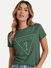 Camiseta Guess Feminina Bust Embroidery Logo Verde Escuro