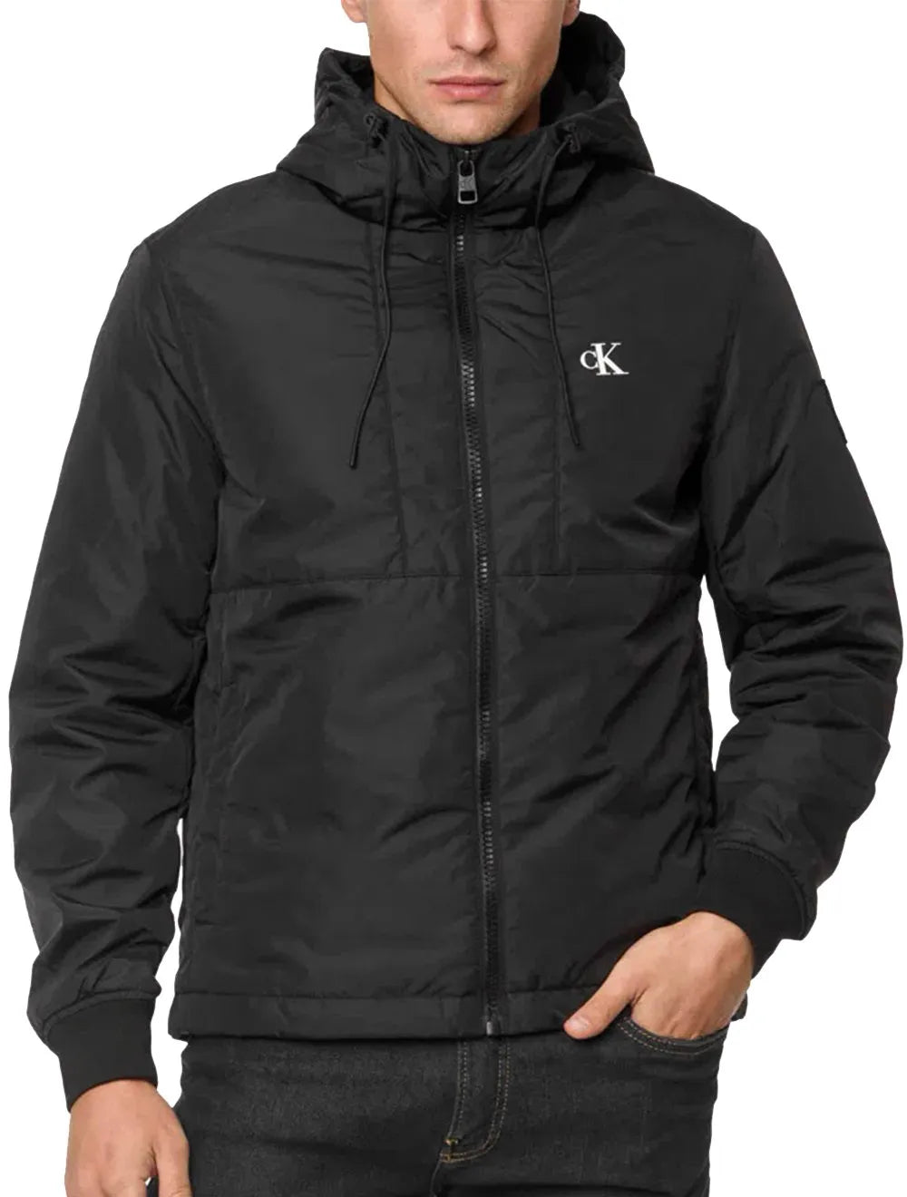 Jaqueta Calvin Klein Jeans Masculina Reciclada Chest Logo Preta