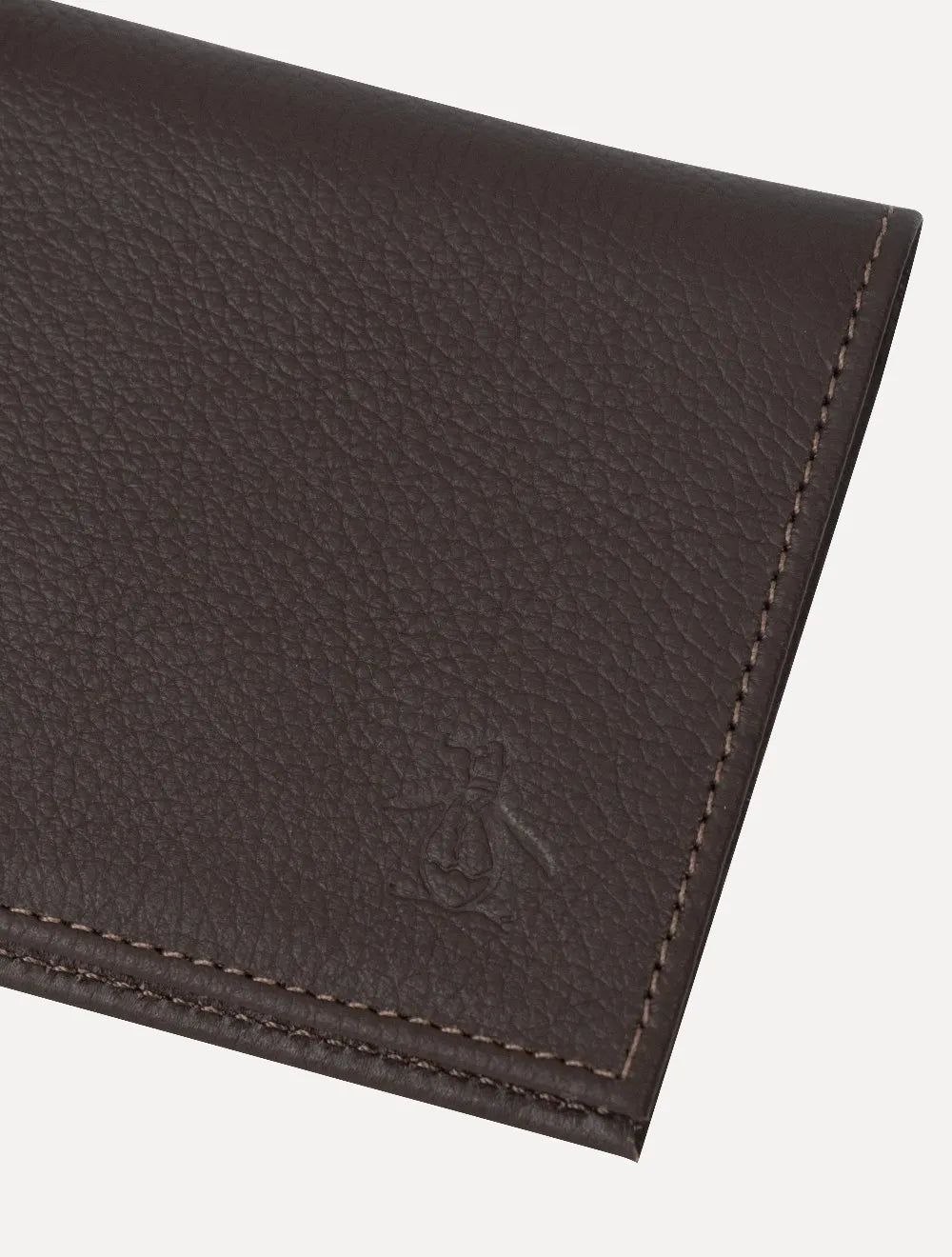 Carteira Original Penguin Masculina Couro Mini Vertical Logo Marrom Café