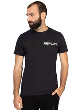 Camiseta Replay Masculina Institutional Logo Azul Marinho