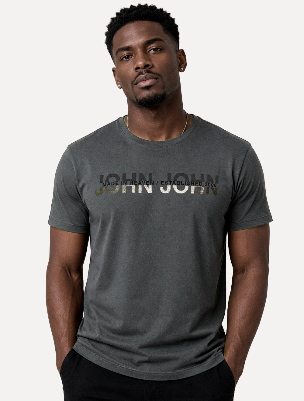 Camiseta John John Masculina Regular Fit Flow Cinza Escuro