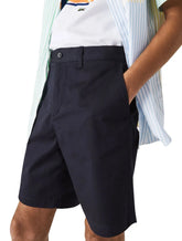 Bermuda Lacoste Masculina Sarja Regular Cotton Stretch Azul Marinho