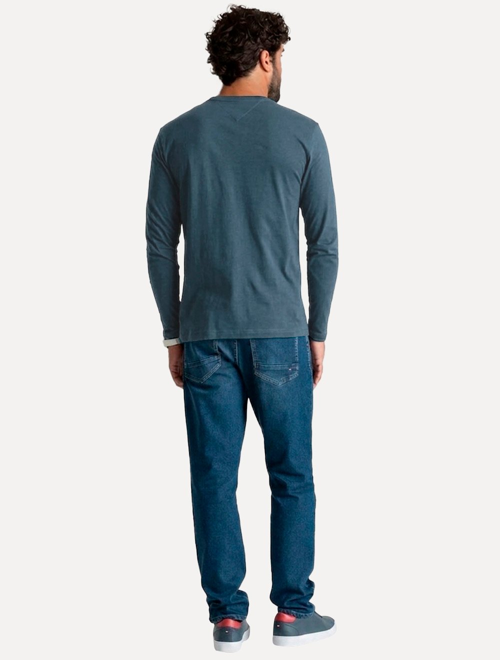 Camiseta Tommy Hilfiger Longa Essential Cotton Azul Petróleo