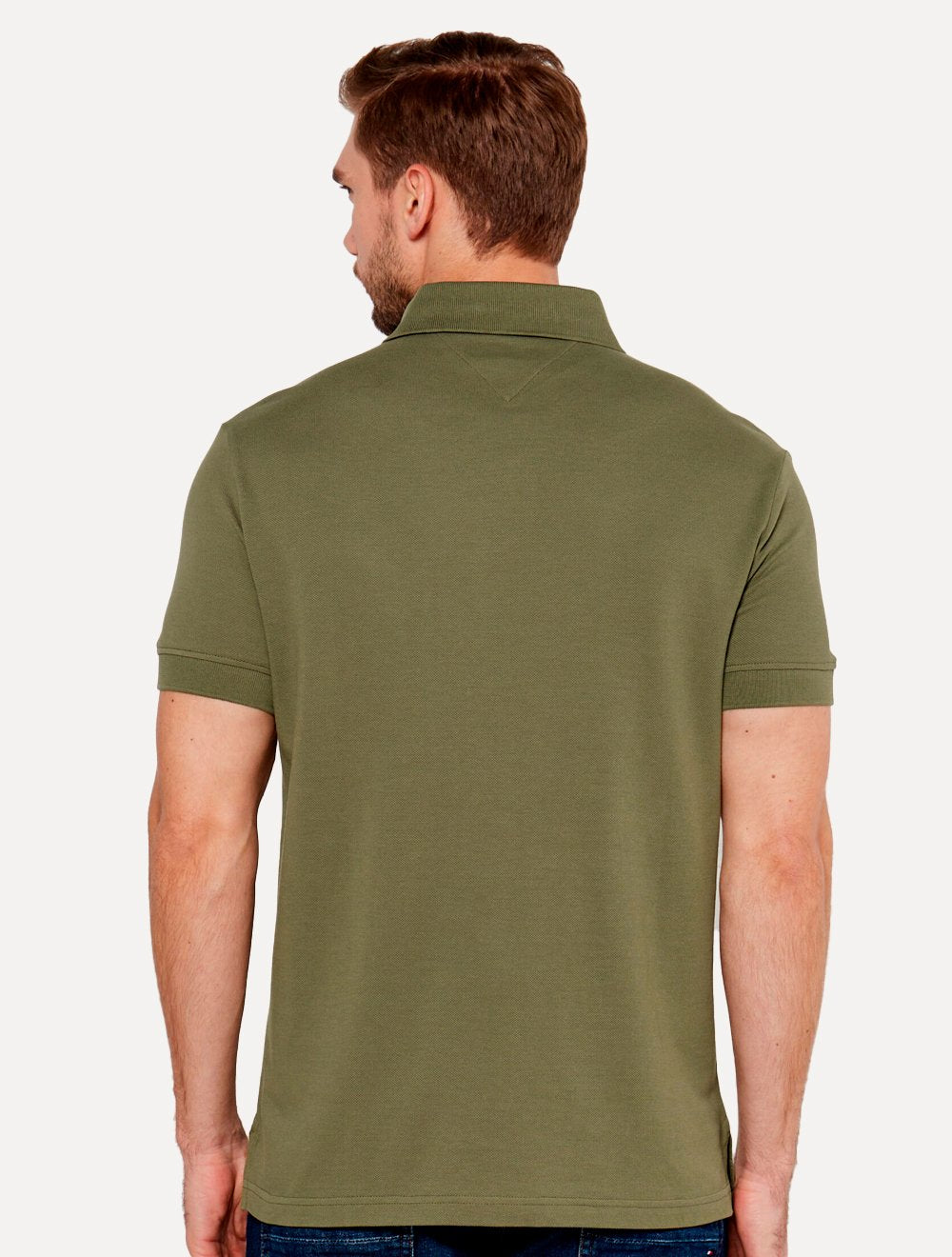 Polo Tommy Hilfiger Masculina Regular Chest Insert Logo Verde Militar